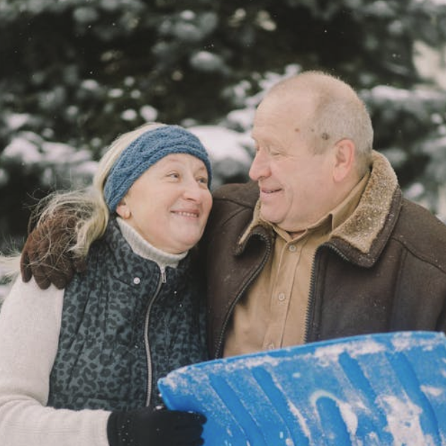 Couple looks at each other lovingly